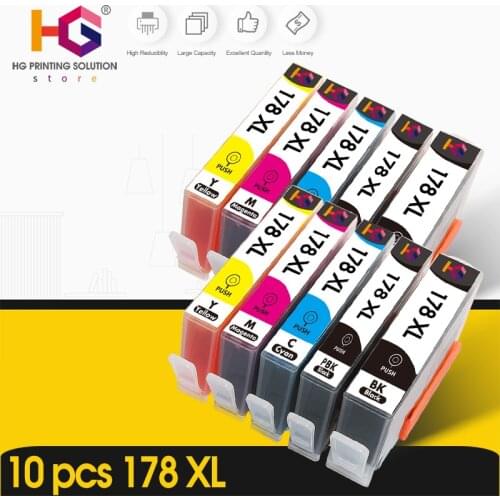 10PK compatible Ink Cartridge for HP 178 for HP178 178XL Photosmart 5510 5515 6510 7510 B109a B109n B110a Printer