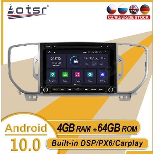4+64G For KIA Sportage 2016 2017 2018 2019 Car Stereo Multimedia Player Android GPS Navigation Audio Radio Carplay PX6 Head Unit