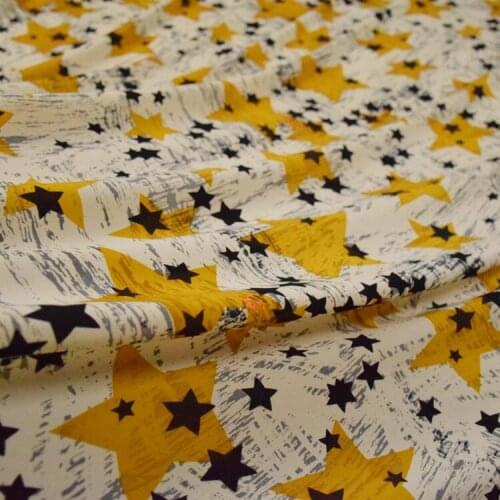 50*150cm Blooming Five-pointed Star Printing High-end Imitation Silk Crepe Chiffon Fabric Autumn Dress Shirt Handmade DIY Fabric
