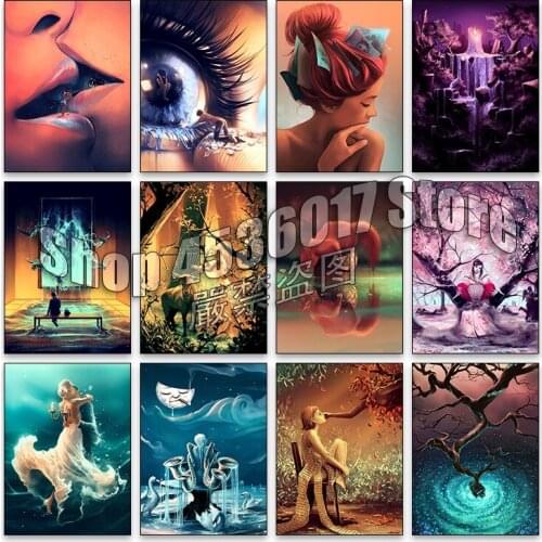 Fantasy art 5d Diy Diamond Painting Cross Stitch Diamond Embroidery real world Diamond Mosaic Full Wall Cartoon Posters Gifts