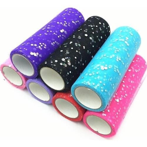 9.1m/roll Glitter Sequin Fabric Tulle Roll 15cm Spool Tutu Bridal Shower Organza Laser DIY Craft Unicorn Birthday Party Supplies