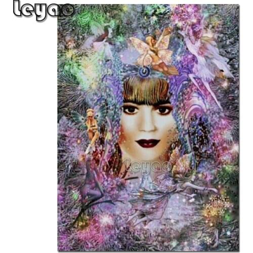 Diamond Painting Full Square peacocks feather woman Cross Stitch Diamond Embroidery portrait Picture Rhinestones Handmade Decor