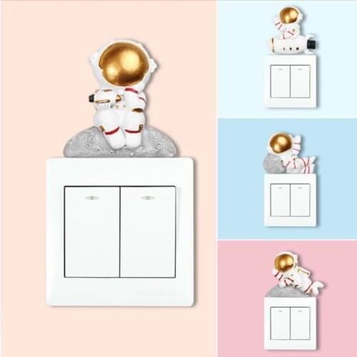 Astronaut Spaceman Resin 3D Stereo Switch Paste Socket Protection Case Indoor Wall Sticker Room Decoration Moon Lovely Wind
