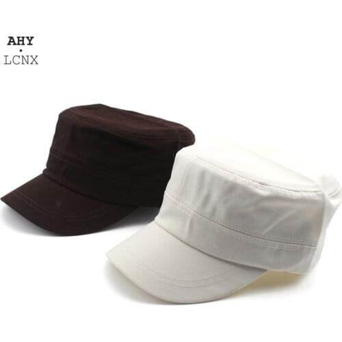 Classic Solid color Flat Top Mens Washed Baseball Caps Adjustable Outdoor Casual Hat Women Fitted Cap Military Hats For Men