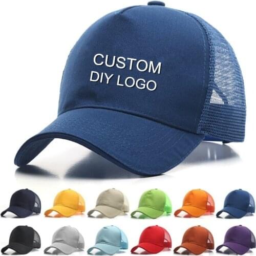 Women Men 1pcs OEM ODM DIY Free Logo print embroidery baseabll cap Unisex Adult custom Logo trucker cap Snapbacks Hat gorros
