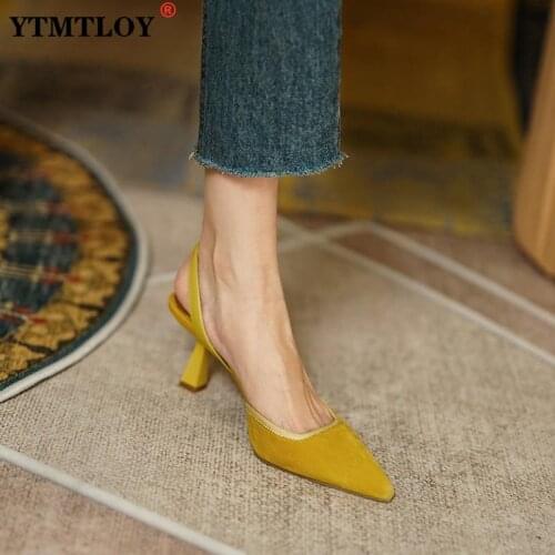 Women Sling Back Heels Shoes Spring Summer Sandals Stiletto Pointed Toe Pumps Buckle Strap Sexy Gladiator Casual Open Wedges