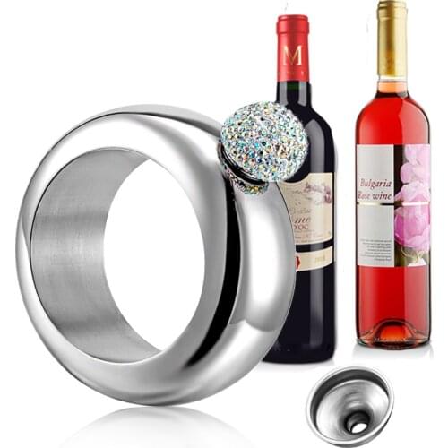 Stainless Steel Flagon Bracelet Bangle Flask 304 Stainless Steel With Handmade Crystal Bracelet Jug Party Hidden Flask Set 3.5OZ