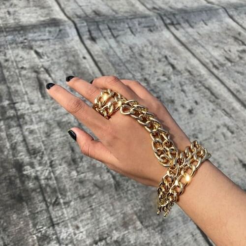 Hip Hop Punk Bracelets Bangle for Women Men Punk Vintage Bohemian Multilayer Thick Chunky Chain Bracelet Gothic Hand Jewelry