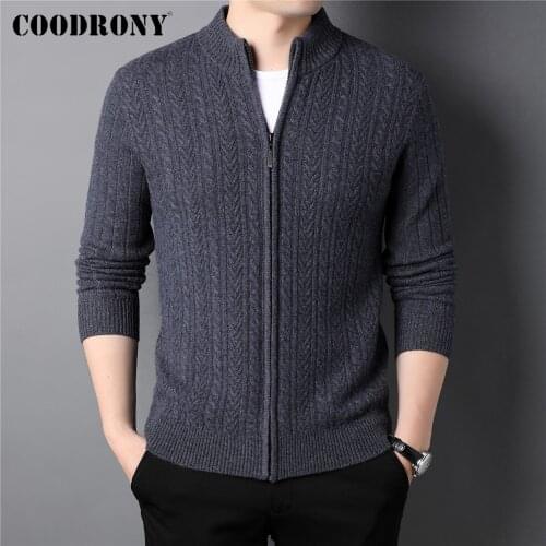 COODRONY Men's Cardigans With Zip