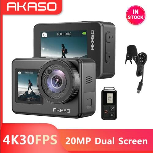 AKASO Brave 7 Wifi Action Camera Touch Screen IPX8 26FT Waterproof Camera EIS 2.0 Zoom Support External Mic Voice Control