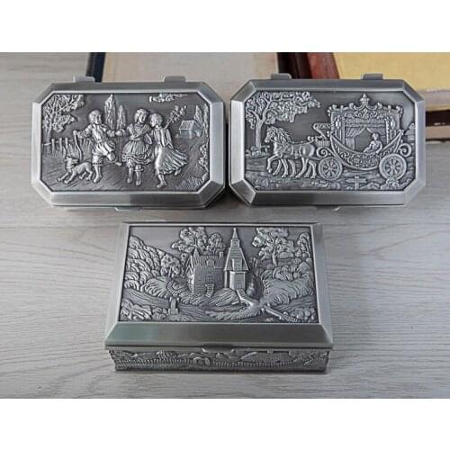 Europe style retro metal jewelry box makeup organizer metal tin box for cotton bud storage organizador Z173