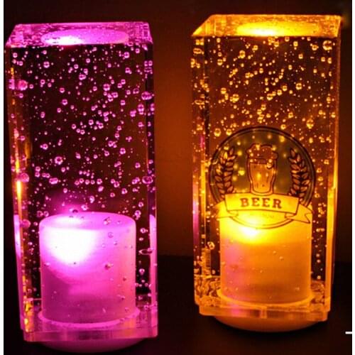 Battery Crystal Night Light Creative Rechargeable LED Stand Lamp KTV Light Bar Square Crystal Desk Lamp Bar Table Lamp 7 Color