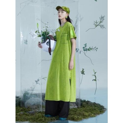 IRINACH377 Spring Summer 2021 Original Design New Arrivals Short Sleeves O Neck Loose Long T Shirt Dress Women