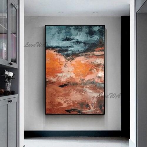 Color Is Dark Abstract Painting Gary And Orange Wall Art Home Decor 100%Handpaint Picture Modern Oil Painting On Canvas Unframed