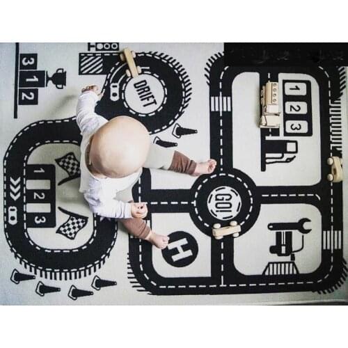 Ins Nordic Children Room Game House Industrial Track Mat Cross Track Carpet Baby Crawling Mat Kids Play Game Pad Baby Home Decor