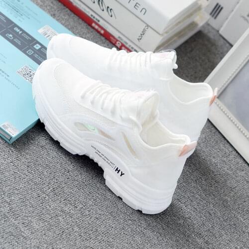 Sports running shoes womens mesh breathable walking sneakers comfortable white flat shoes casual sneakers