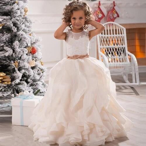 Cute Pageant Dresses for Little Girls Lace Girls Ball Gown Flower Girl Dress First Communion Dress for Gilrs Vestido de Daminha
