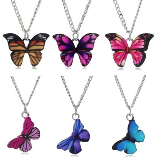 2020 Fashion Simple Style Cute Animal Butterfly Clavicle Chain Jewelry for Women Long Pendants Necklaces Charms Bijoux