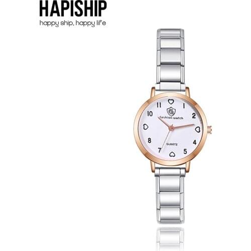 Hapiship Fashion Men Womens Stainless Steel Rose Heart Watch 13mm Bracelet Bangle For Friend Wife Birthday Gift Jewelry G199