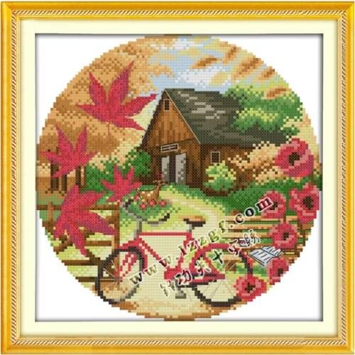 Autumn scenery cross stitch kit 18ct 14ct 11ct count printed canvas stitching embroidery DIY handmade needlework