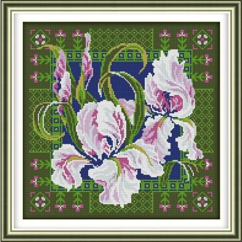 Orchids (8) cross stitch kit wedding flower stamped counted fabric 14ct 11ct embroidery DIY handmade needlework supplies