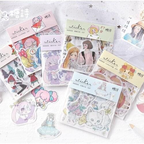 40 Pcs/pack Lucky Happiness Girls Mini Sticker Decoration Diy Scrapbooking Sticker Stationery Kawaii Diary Label Sticker