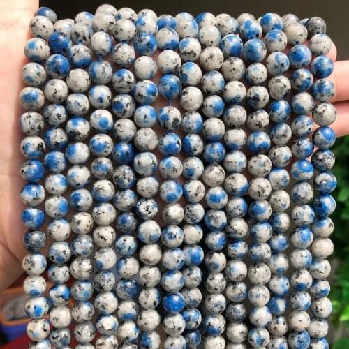 Natural Stone Gray Blue K2 Jaspers Round Loose Spacer Beads For Jewelry Making DIY Mineral Beaded Accessories 15'' 6/8/10mm