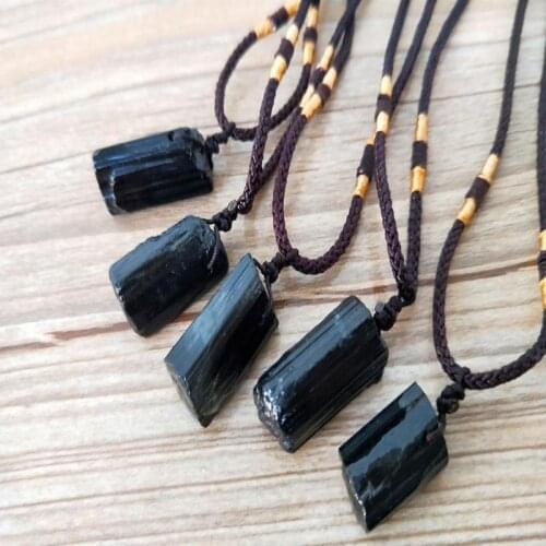 New Natural Crystal Black Necklaces Pillar Tourmaline Gift Stone Jewelry Pendants Fashion Accessories