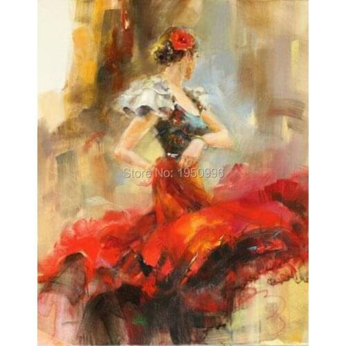 Sexy dancer girl Flamenco Spanish Woman Heat Dancing Dancer Oil Painting Canvas art Flamenco Dancing wall art elegant lady
