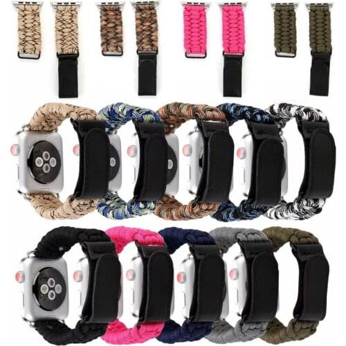 Weave Rope Loop Bracelet for Apple Watch Band 38mm 40mm 42mm 44mm Velcro Watchband Belt For IWatch Series 1 2 3 4 5 Strap