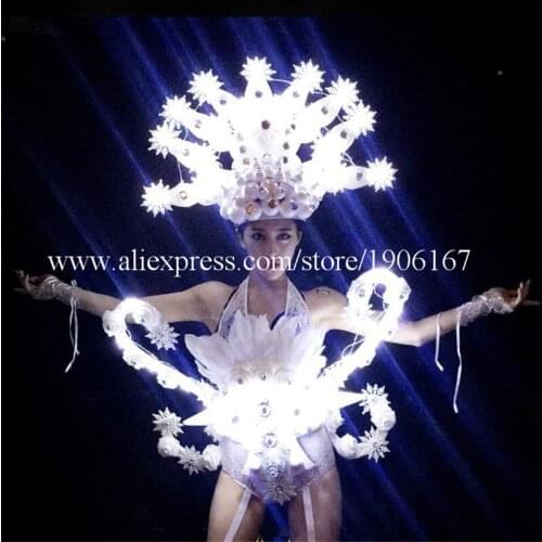 Christmas LED Snow Light Costume Night Club DS Dance Team Queen Luminous Dress Cosplay Masquerade Light Up Clothes