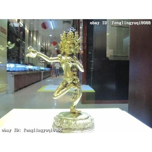 11"Tibet Buddhism 100% Pure Copper Bronze 24K Gold Vajravarahi Buddha Statue