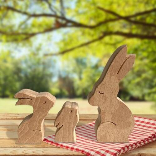 Statue Model Cute Elephant Shape Wood Decorative Detachable Statue For Mothers Day Home Decoration Desktop Ornaments