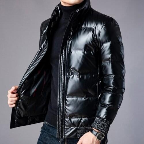 Light Down Jacket Mens Winter Bright Face Short Fashion Brand Cool Cold Winter Warm Coat Mens Individual Outerwear Korean Vers