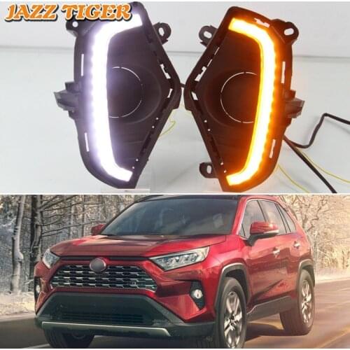 12V Led Daytime running lights For Toyota RAV4 2019 2020 Drl with turn signals for cars auto fog lights headlights Fso flashes