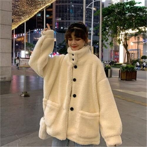 Lambskin Sweatshirt Womens Korean Version Of Autumn And Winter New Loose Versatile Plush And Thickened Coat Wm