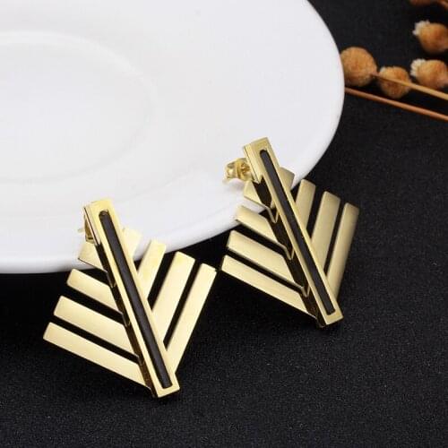 Vintage Gold Stud Earrings Leaves Irregular Black Bar Ear Studs Earring Fashion Jewelry Pendientes Mujer for Women Girl Gift