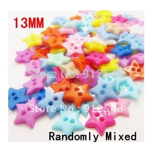 YJHSMY 100 Pcs/lot 13mm Random Mixed Star 2 Holes Resin Sewing Buttons Dia xx001