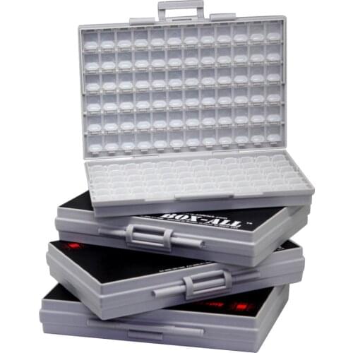 AideTek 4 units of BOX smd storageEnclosure for surface mount components 1206 0805 0603 0402 0201 size plastic toolbox 4BOXALL