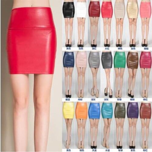 Ladies Tight Skirt Spring and Autumn Ladies Thin Velvet PU Leather Skirt Feminine Elastic Faux Leather Tight Skirt