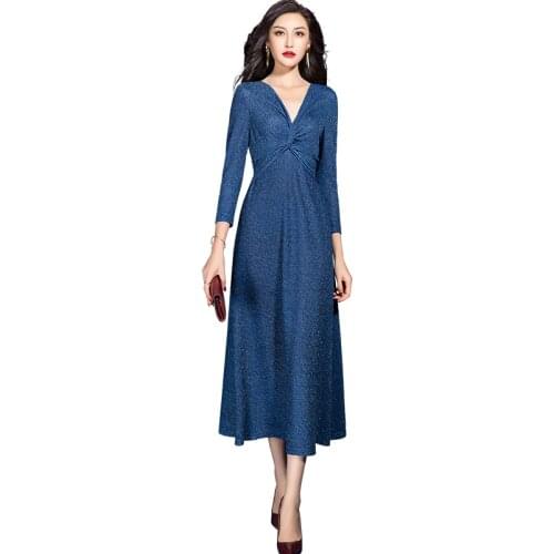 2021 Spring New Casual Cross V Neck A Line Dress for Women Knitted