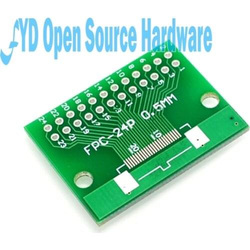 5pcs 0.5mm FPC 24PIN to 2.54mm DIP adapter board 1mm Thick TFT LCD socket