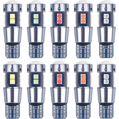 100X Canbus T10 W5W LED Bulb 3030 10 SMD Car Turn Side Light Auto Wedge Parking Bulb Interior Dome Light Car Styling 6000K White