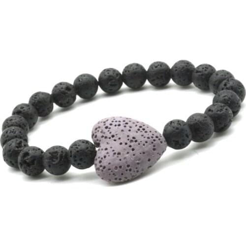 13 Colorful Heart Lava Stone Essential Oil Diffuser Bracelet 8mm Volcanic Aromatherapy Jewelry Rock Men Women Bracelets