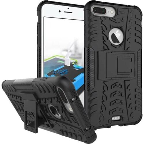 200PCS/Lot Hybrid Stand PC Cover For iPhone 7 Plus Armor Soft TPU Back Case 5.5inch Protective Skin