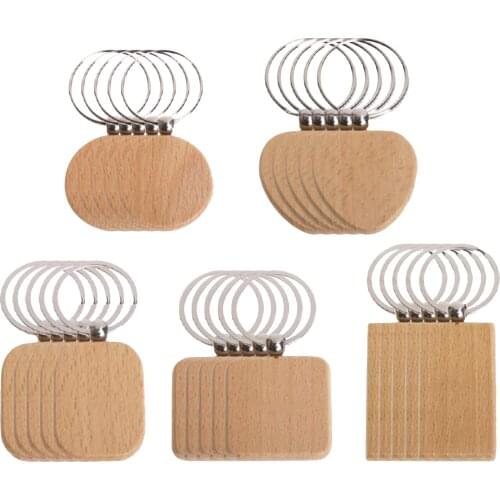 25x Unfinished Blank Plain Wooden Key Chain Wood Keychain Charm Pendant