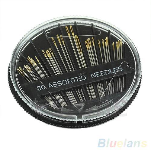 30Pcs Assorted Hand Sewing Needles Quilt Embroidery Mending Craft Sew Case