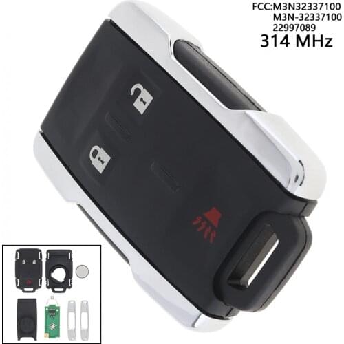 314MHz 3 Buttons Keyless Remote Key Fob with ID46 Chip M3N32337100/M3N-32337100/22997089 for Chevrolet/2014 - 2017 GMC Sierra