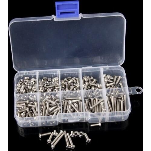 340Pcs/Set M3 3mm Stainless Steel Button Head Allen Bolts Screws Nuts Assortment Kit W315