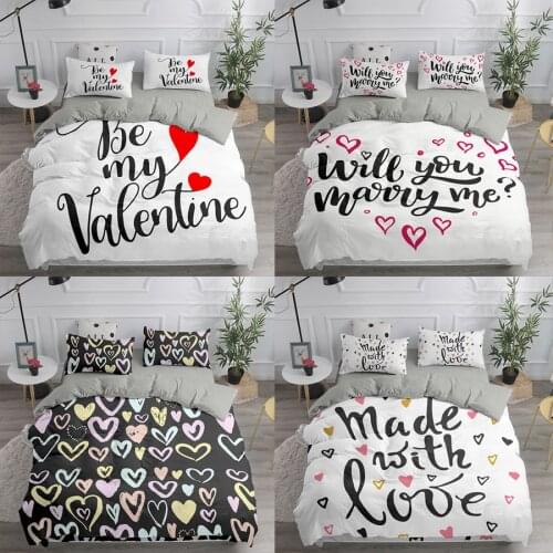 3d Bed Linen For lover Couple 220 x240 150x200 Duvet Cover For Bed 90 Bedroom Set Pink White Bedding Set